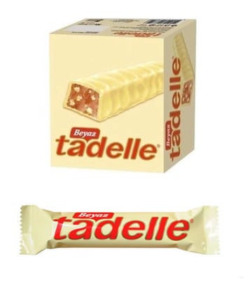 Tadelle White Chocolate Hazelnut Bars - 20 Count Box, 30g Each - Aladdin Business