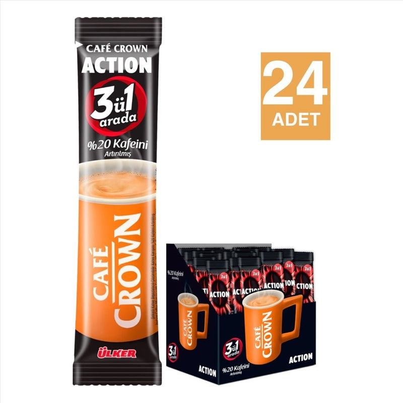 Ulker Cafe Crown 3 - in - 1 Action Instant Coffee Mix - 24 Pack - Aladdin Business