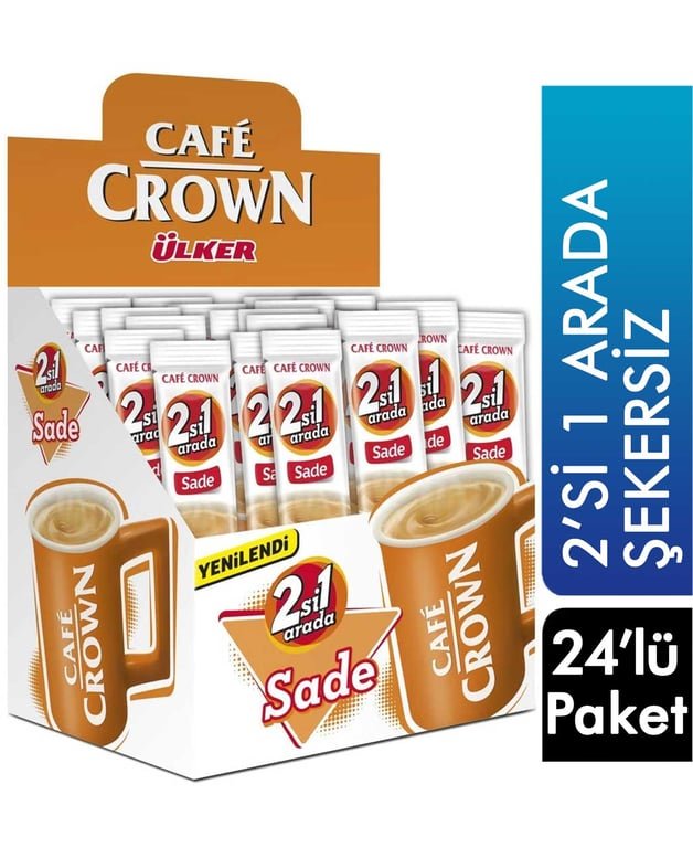 Ulker Cafe Crown Sugar - Free 2 - in - 1 Instant Coffee Mix - 24 Sachets - Aladdin Business