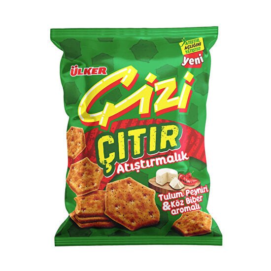 Ulker Cizi Crunchy Tulum Cheese & Roasted Pepper Crackers (20 - Pack) - Aladdin Business