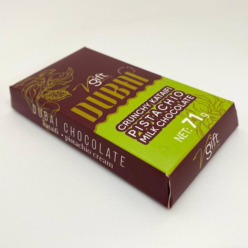 V - Gift Pistachio Praline Dubai Chocolate Bar – Crispy & Nutty Delight 71gr - Aladdin Business