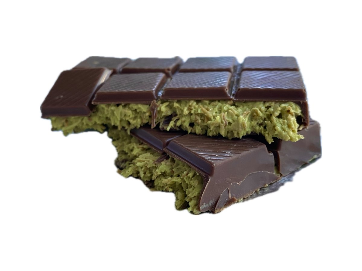V - Gift Pistachio Praline Dubai Chocolate Bar - Crispy & Nutty Delight - Aladdin Business